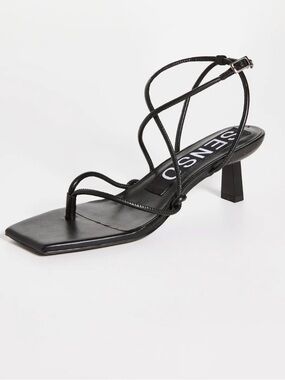 Senso Wella Black Strappy Kitten Heel Sandals Size 38 New! $145 Retail